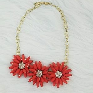 Super Cute Statement Necklace w Salmon Flowers